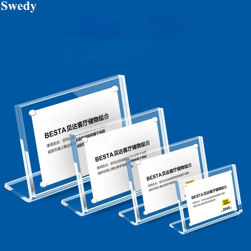 105x70mm L şekli manyetik akrilik işaret tutucu ekran standı ürünleri kartvizit tutucu menü ekmek fiyat listesi etiket kartı etiketleri