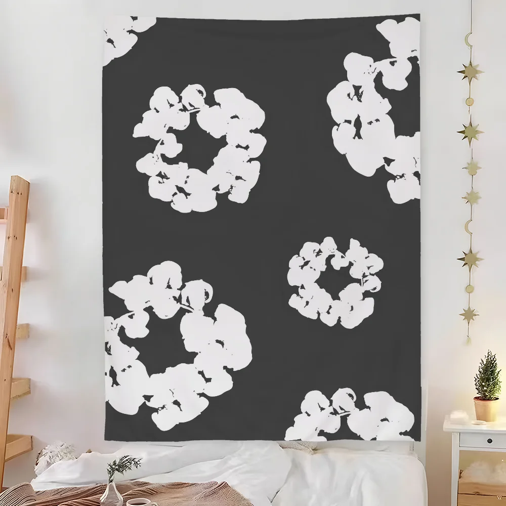 Luxury D-Denim T-Tears Logo Tapestry Bedroom Living Bar Garden Outdoor Microfiber Festival Decoration Background Art Banner