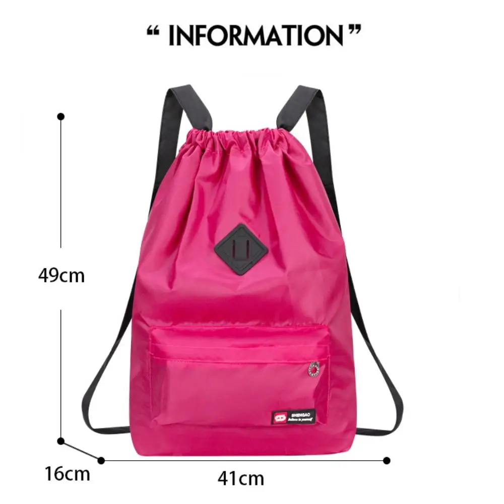 Nylon Drawstring Backpack Waterproof Washable Large Capacity Drawstring Versatile Backpack School Student Backpack Travel Bag