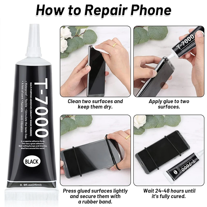 110ML T7000 Black Contact Cellphone Tablet Repair Adhesive New Electronic Components Jewelry Craft DIY Glue With Applicator Tip