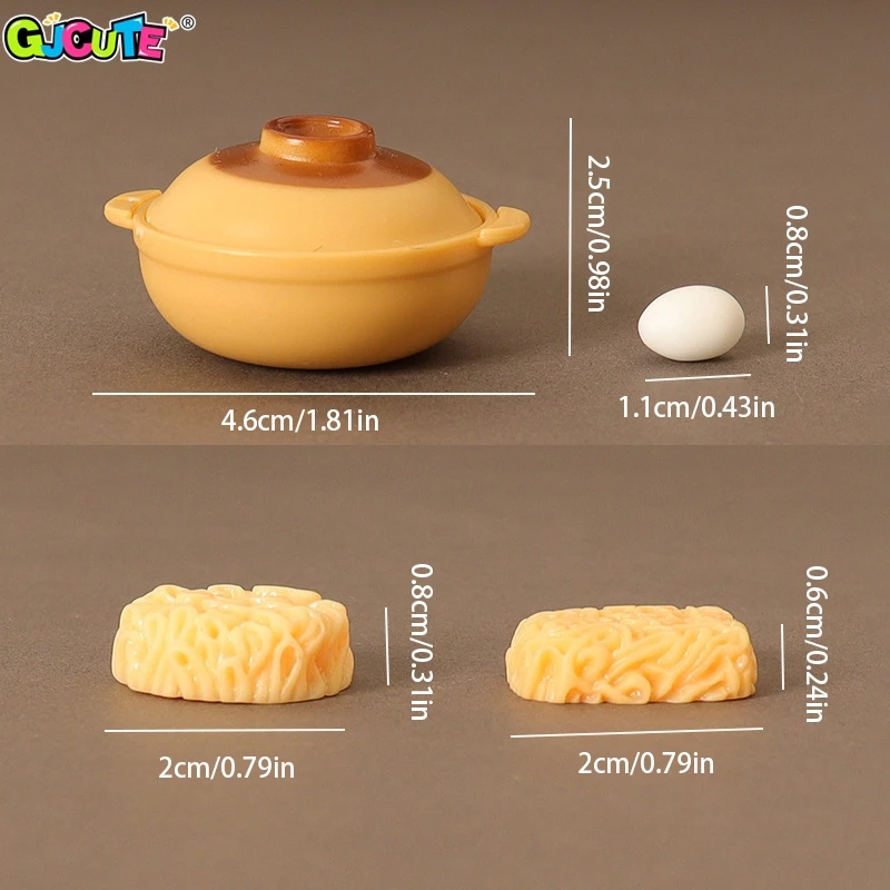 1:12 Dollhouse Miniature Pots Casserole Egg Instant Noodles Food Set Kitchen Furniture Model Doll Living Scene Decor Toy