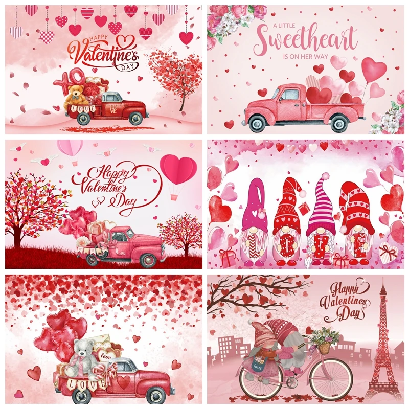 

Sweetheart Valentine's Day Backdrop Photohraphy Love Tree Teddy Bear Couple Photo Photographic Background Studio Shoots Props