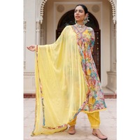 Yellow Festival Haldi Wedding Partywear Indian Women Salwar Suit Kurti Dress Set