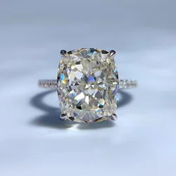 Radiant cut 6ct Moissanite Diamond Ring 100% Real 925 sterling silver Party Wedding band Rings for Women Men Engagement Jewelry