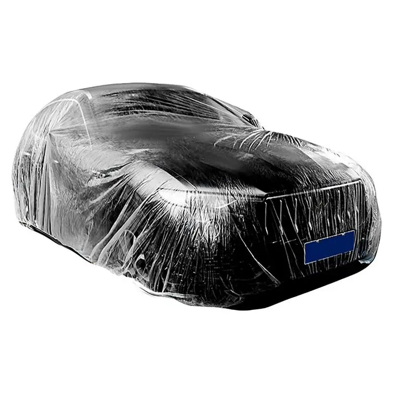 Clear Car Covers Waterproof Transparent Car Clothing Dustproof Full Exterior Covers Smooth Indoor & Outdoor Car Guard Thicken PE