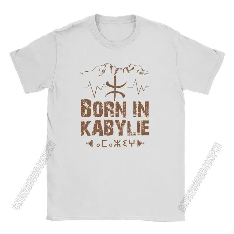 Men's T-Shirt Amazigh Born In Kabylie Vintage Cotton Tee Shirt Chic Berber Africa T Shirt Round Collar Clothes Original