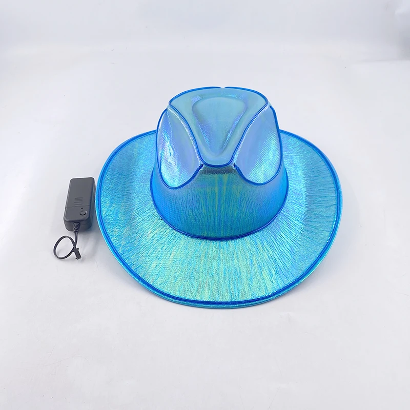 Leuchtende Partyartikel für Junggesellinnenabschiede, leuchtender Braut-Cowgirl-Hut, LED-Perlmutt-Cowboyhut, modischer Neon-Licht-Hut für Partys – Detail 8