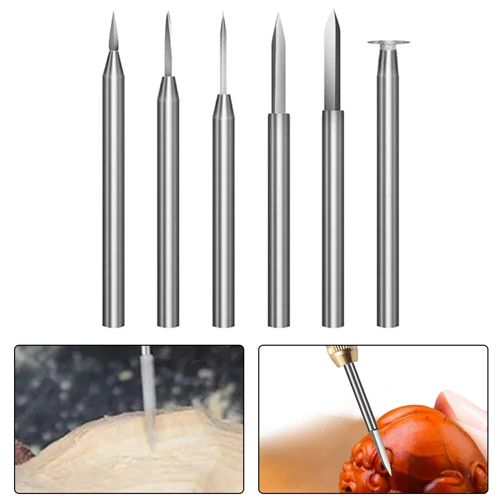 6 adet Döner Ahşap Oyma Matkap Gravür Aracı 2.35/3.0mm Shank Ahşap freze kesicisi Ahşap El Sanatları Taşlama Aracı Elektrikli Alet Parçaları