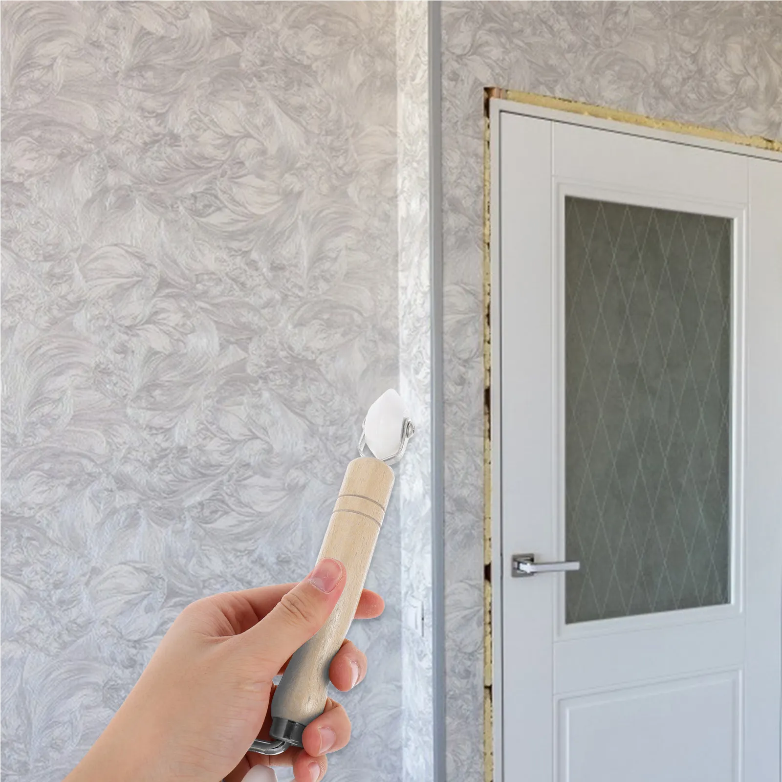 

Professional Wallpaper Seam Roller with Wooden Handle and Roller Wheel for Smooth Vinyl Film Automotive Sound Insulation