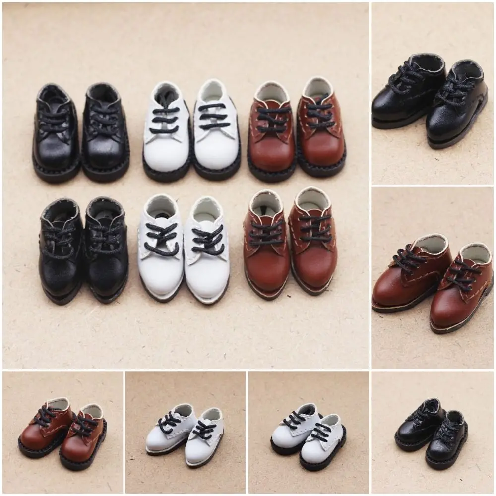 1 par de accesorios de cuero PU 1/12 Bjd zapatos zapatos punta redonda zapatos de cuero PU 1 par lindo BJD PU zapatos niños
