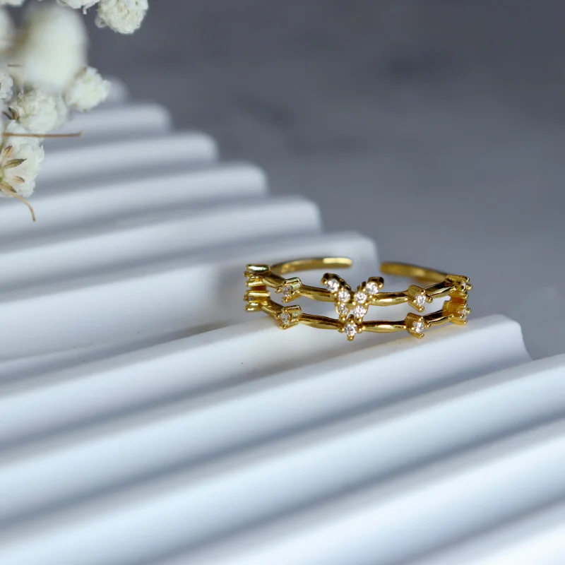 انخفاض الشحن الفضة حساسة لامعة 18K الذهب مطلي الفراشة الدائري #6