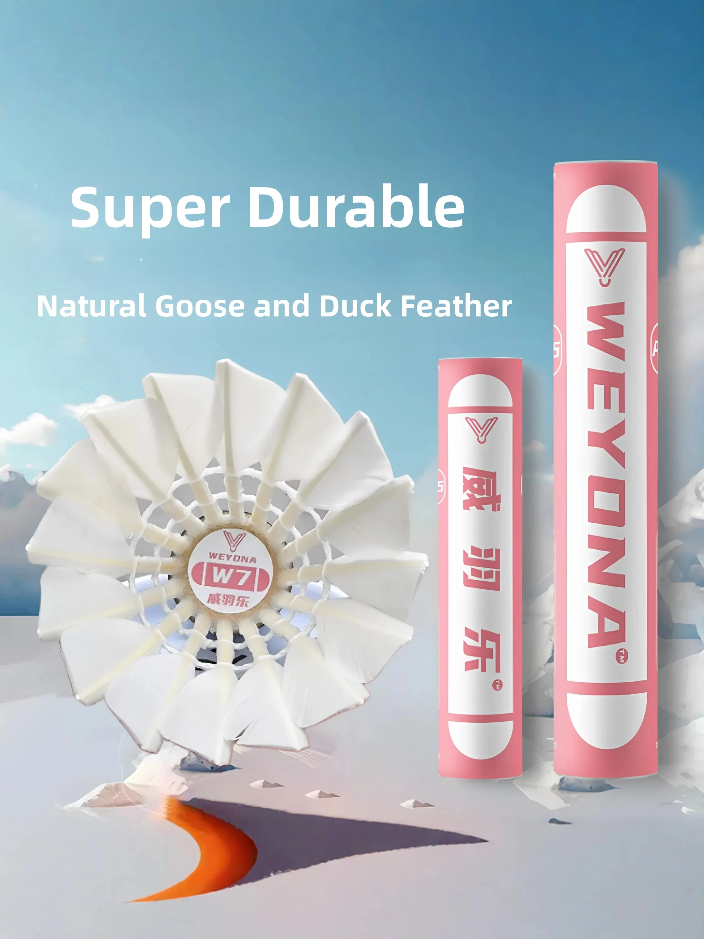 weiyule-natural-duck-feather-badminton-training-balls-high-stability-flight-student-club-special-model-composite-cork-head