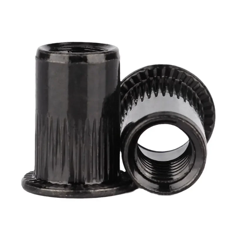 10PCS M3 - M12 Rivet Nuts Carbon Steel Rivnut Zinc-Plated Knurled Flat Head Threaded Insert Nutsert Cap Rivet Nut Fastener