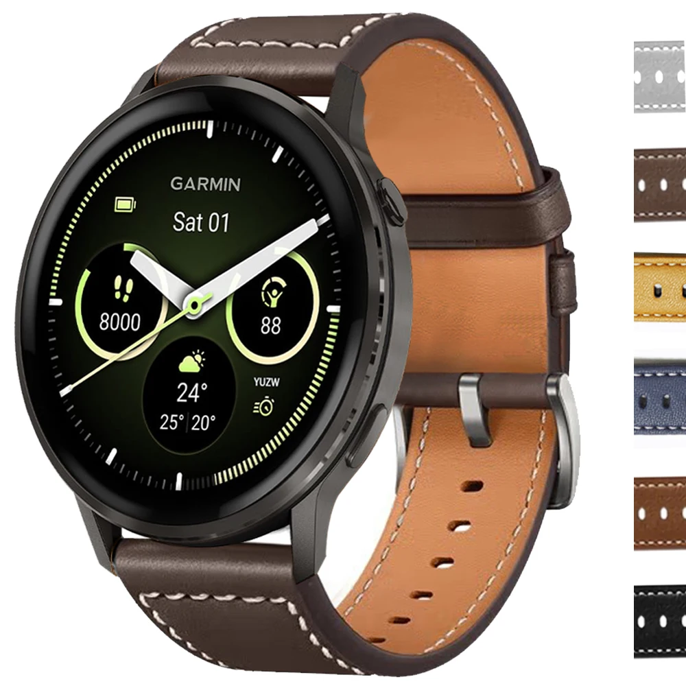 Leather Band For Garmin Venu 4 45mm 3 2 Sq2/2Plus 20mm/22mm Watch