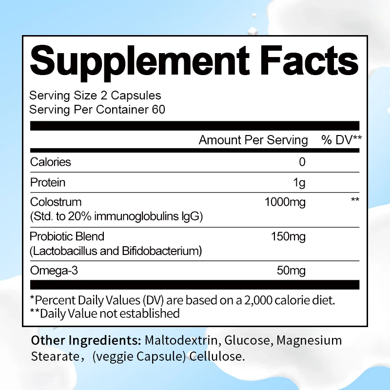 BEWORTHS Colostrum Capsules Support Immune and Digestive Health, Enhance Cognitive Function, Improve Focus Skin and Cell Health