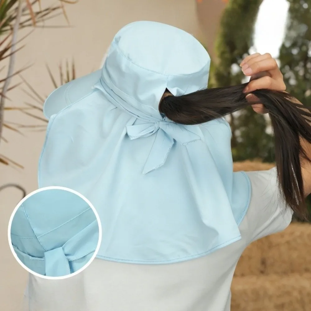 

Fashion Face Cover Shawl Mask Hat Adjustable Solid Color Sunshade Shawl Cap Wide Brim Soft Neck Protection Cap Travel
