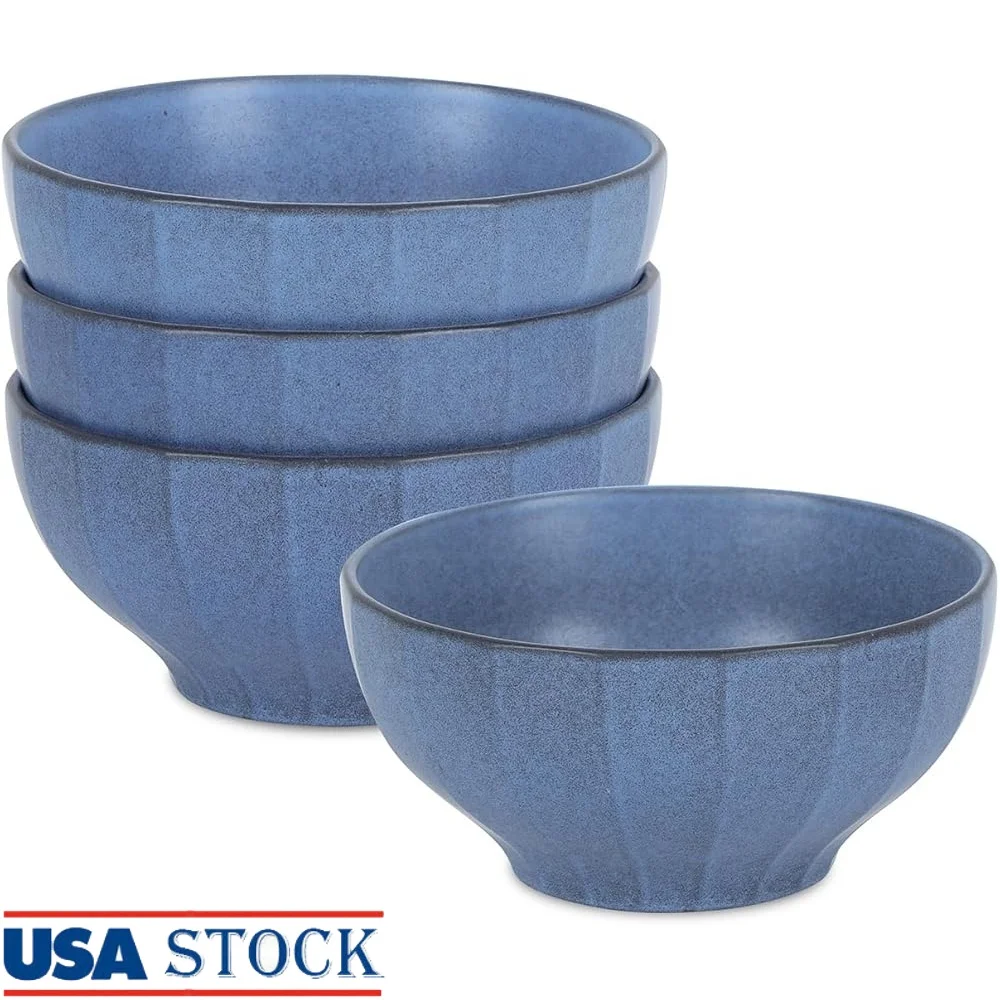 

Rio 4-Piece Durable Stoneware Bowl Set Unique Textured Design Service 4 High-Quality Ceramic Cereal Bowls Ideal Hosting