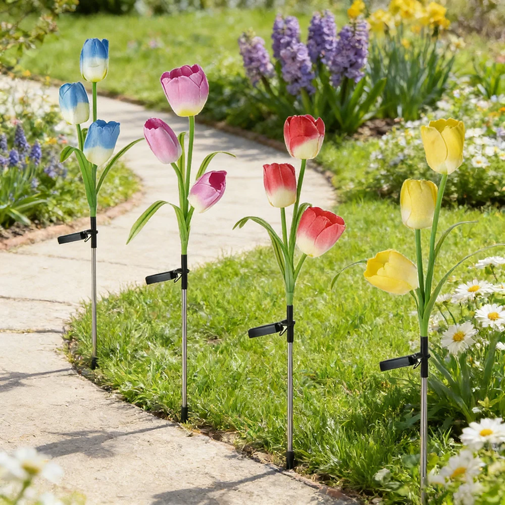 Solar Simulated Tulip Ground Mounted Lights, Lawn Villas, Gardens, Parks, Stone Paths, Hiking Trails, Spring Themed Decor