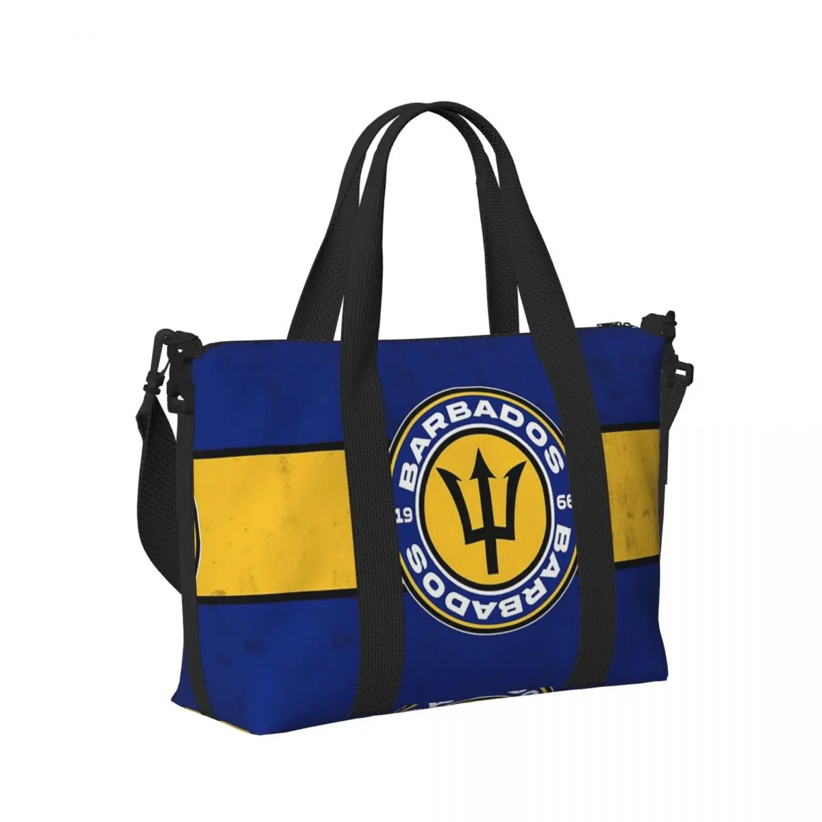 

Пляжная дорожная сумка с круглым логотипом и флагом Барбадоса, большая вместительная сумка-тоут для спортзала, спортивная женская дорожная сумка для покупок