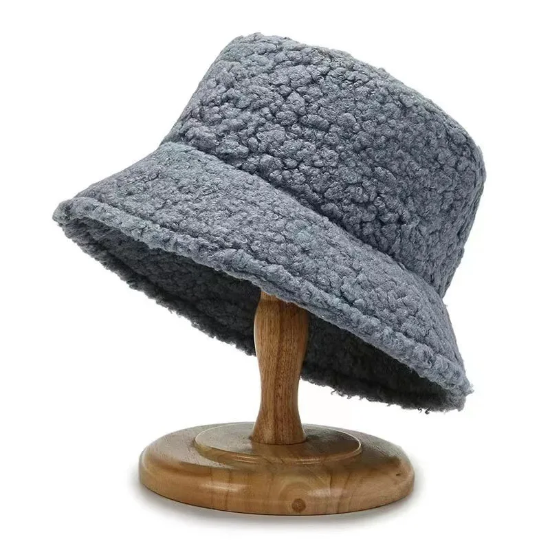 2022 Lamb Wool Bucket Hat for Women Men Solid Harajuku Teddy Fishing Fisherman Hat Autumn Winter Bob Outdoor Warm Panama Cap