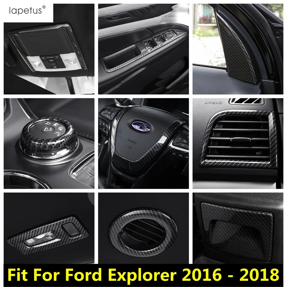 

Door Armrest Panel Strip / Steering Wheel / Window Lift / Water Cup Holder Cover Trim Accessories For Ford Explorer 2016 - 2018