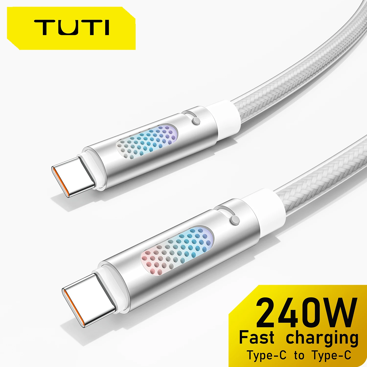 توتي جديد C-C240W اللون التنفس مصباح كابل بيانات كابل سيليكون ضباب شفاف المحيط النقي العطور ، لكابل شاحن USB C سريع