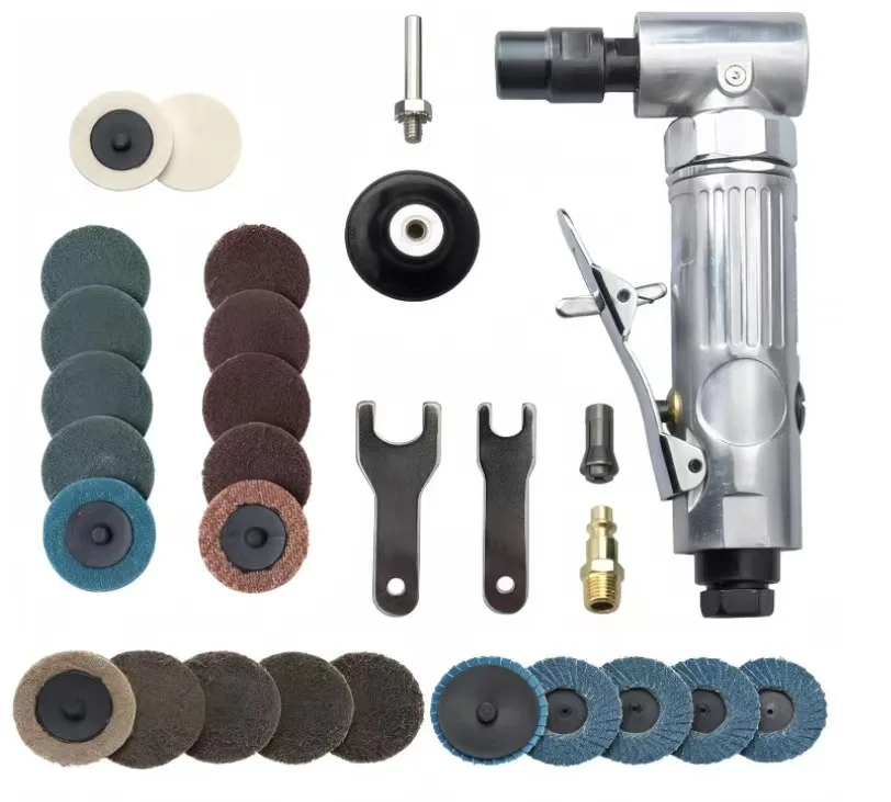 

Industrial Grade 90° Pneumatic Die Grinder Elbow Air Polishing Tool with Multiple Grinding Headsfor Mold Auto Deburring Grinding