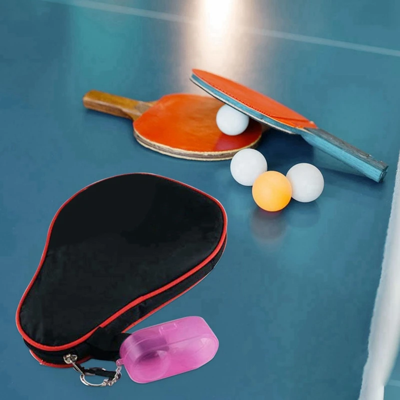 Caixa de armazenamento de bola de tênis de mesa portátil contém duas bolas de ping-pong com chaveiro recipiente de ping-pong acessórios de bola rosa