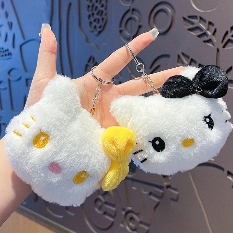 Sanria Keychain Anime Hello Kittys Soft Plush Key Ring Pendant for Women Girls Bag Charm Accessories Plushie Doll Toys wholesale