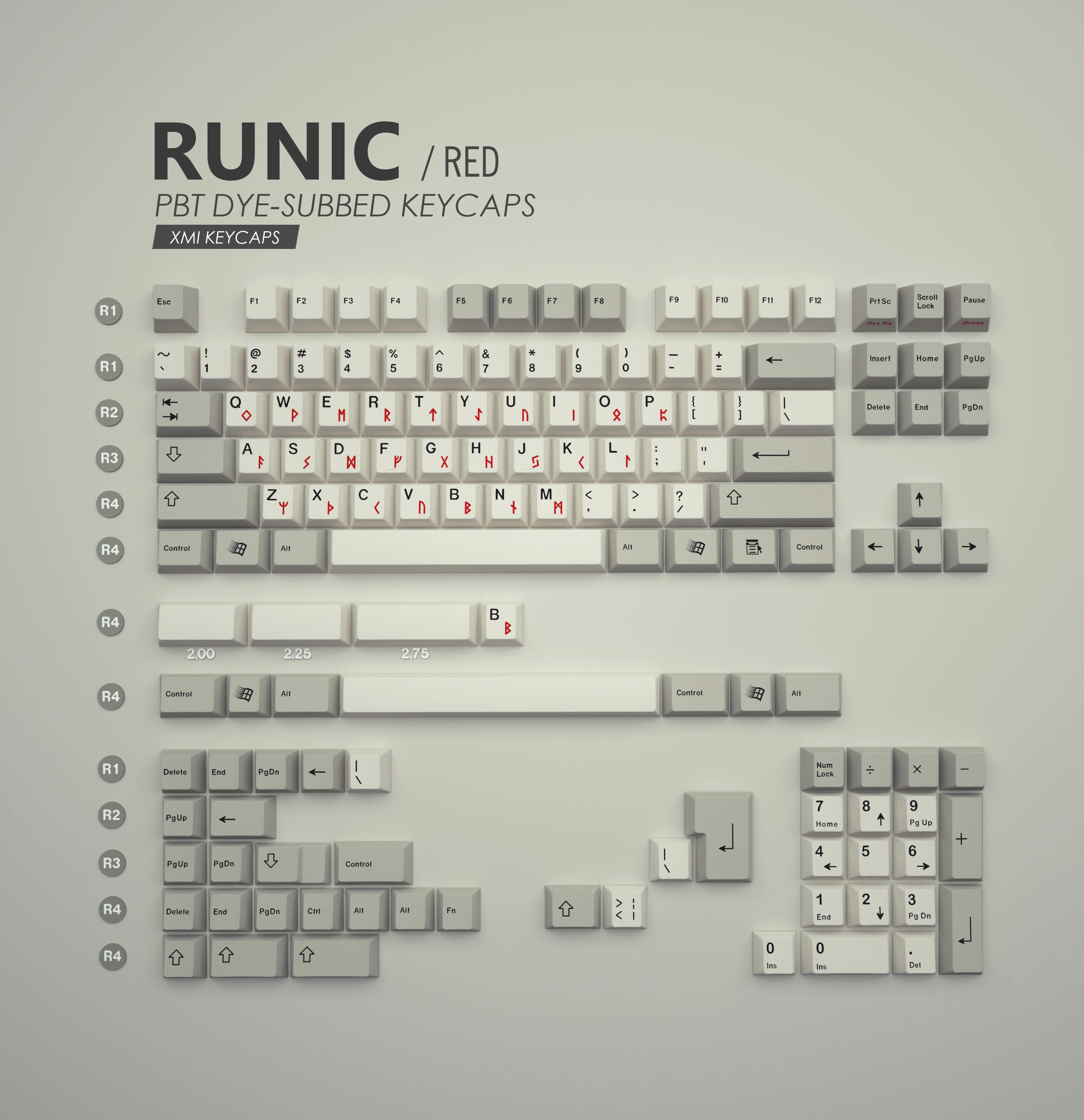 Imagem -02 - Xmi Xiami Teclado Mecânico Keycaps Clássico Cinza e Branco Retro Cadete Punjabi Runic Pbt Dye Sub 2551
