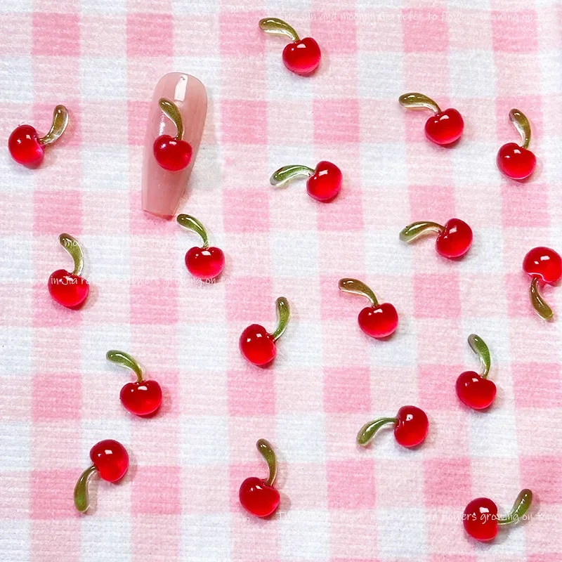 

20pc Sweet Mini Red Cherry Nail Art Accessories Resin Fruit Nail Charms Jewelry Nail Art Decorations Parts Manicure Tools