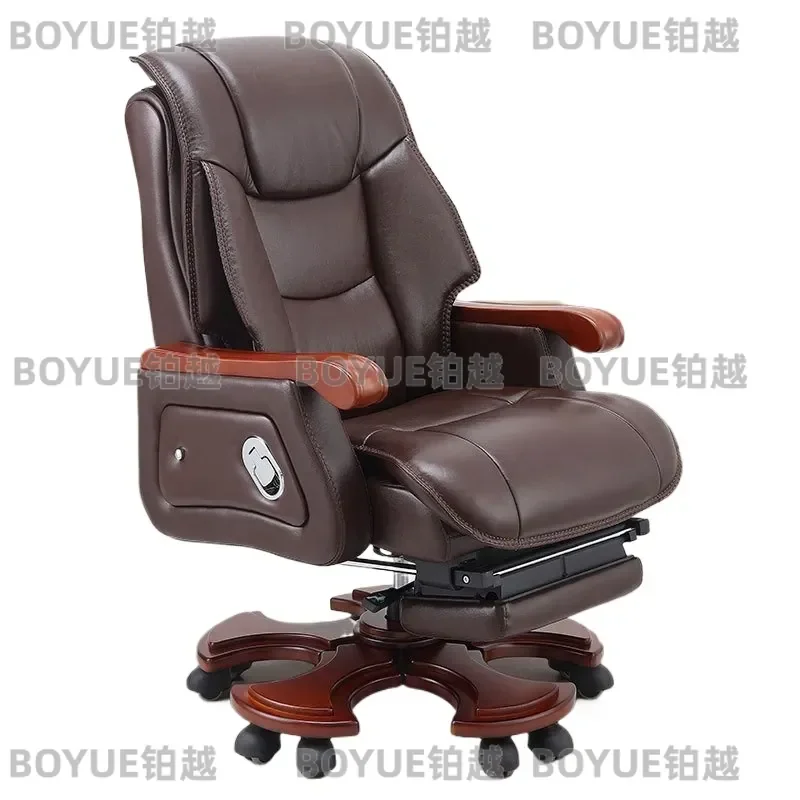 Executive Leather Office Chair Ergonomic Computer Desk Seat with Armrests High Back Comfortable Home Gaming Sofa for Work