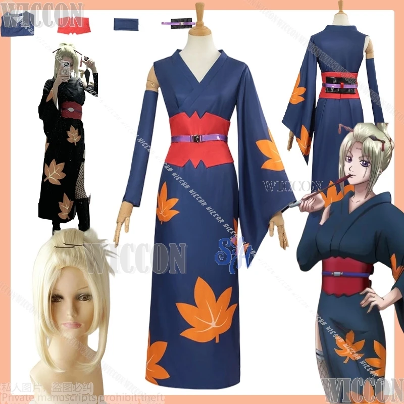Tsukuyo تأثيري أنيمي كينتاما جيرسي مثير عالية الشق ثوب الكيمونو الياباني مابل ليف نمط فستان Kawaii هالوين كوميك كون لعب الأدوار