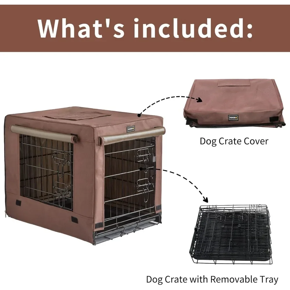 

Dog Crates Kit for Small Size Dogs Indoor with Dog Crate Cover, Double Door Dog Kennels & Houses for Puppy and Cats