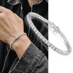 Luxury Tennis Bracelet for Men 3/4/5/6mm Hip Hop Iced Out Zircon Men's Chain on The Hand Homme Wedding Streetwear Punk Jewelry