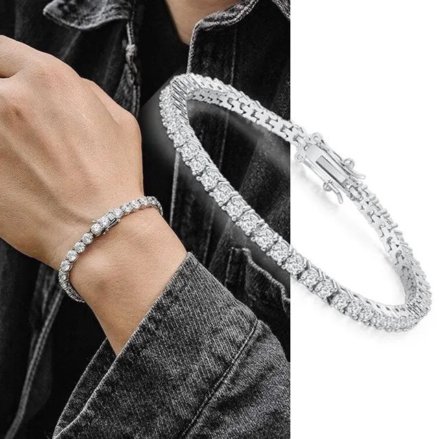 Luksusowa bransoletka tenisowa dla mężczyzn 3/4/5/6mm Hip Hop Iced Out Zircon Męski łańcuszek na rękę Homme Wedding Streetwear Punk Jewelry