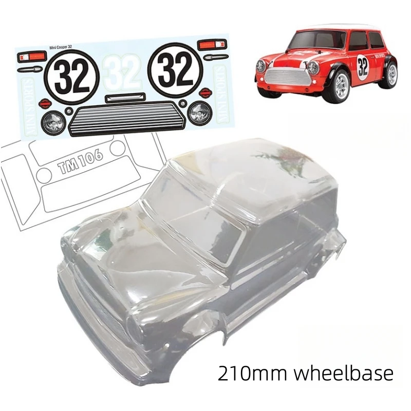 1/10 Mini Cooper Clear body shell 165mm Width for 210mm Wheelbase On Road car Tamiya M Chassis Carten M210 MST 3RACING