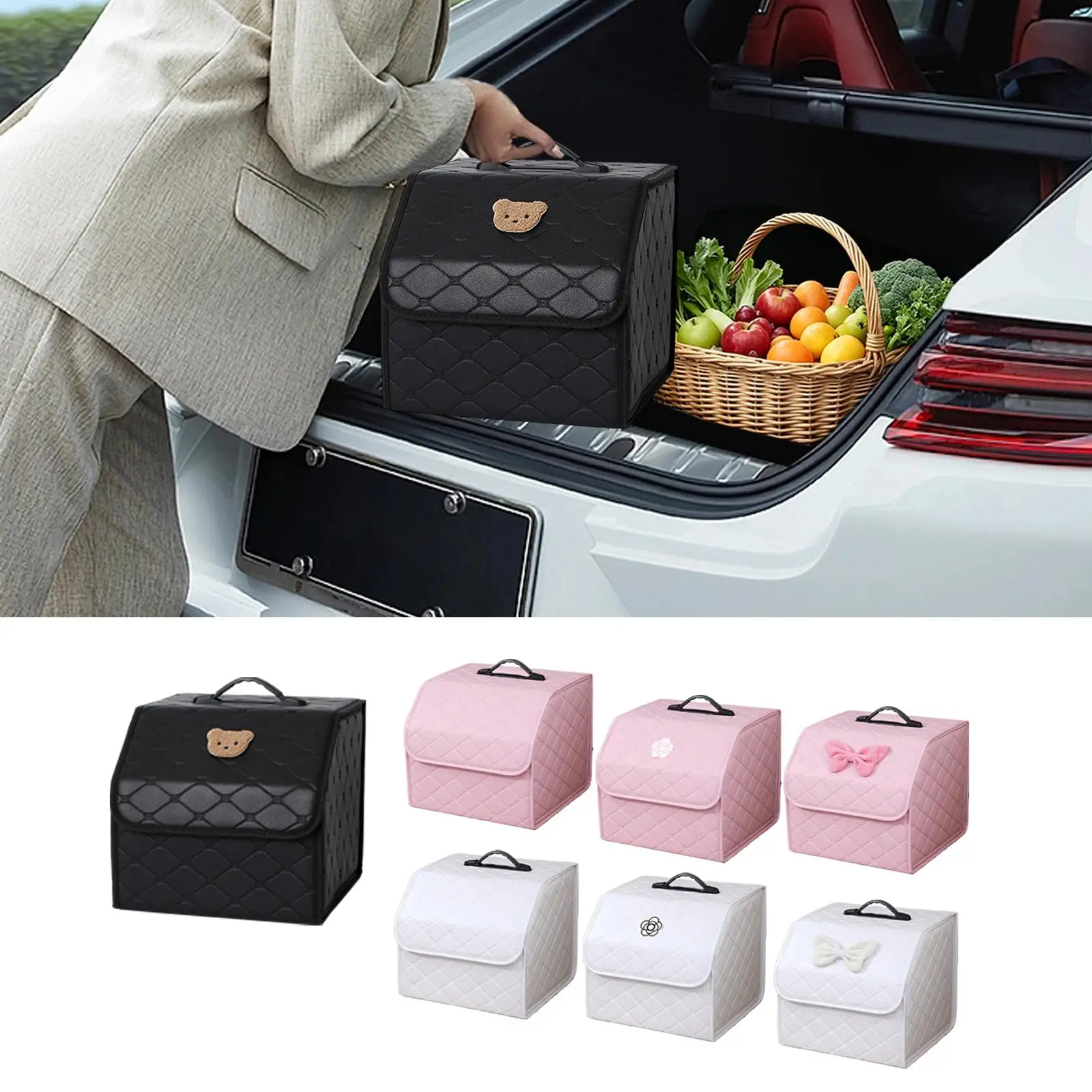 Compact Portable Car Trunk Organizers Foldable Car Trunk Storage Box PU Leather Enhances Interior Vibrancy Boosts Trunk Tidiness