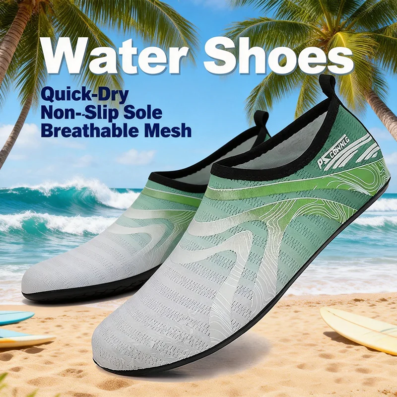 New Beach Shoes Wading Upstream Shoes Non-Slip Water Socks Swimming Shoes Breathable Treadmill Soft Shoes Black Soft Soled