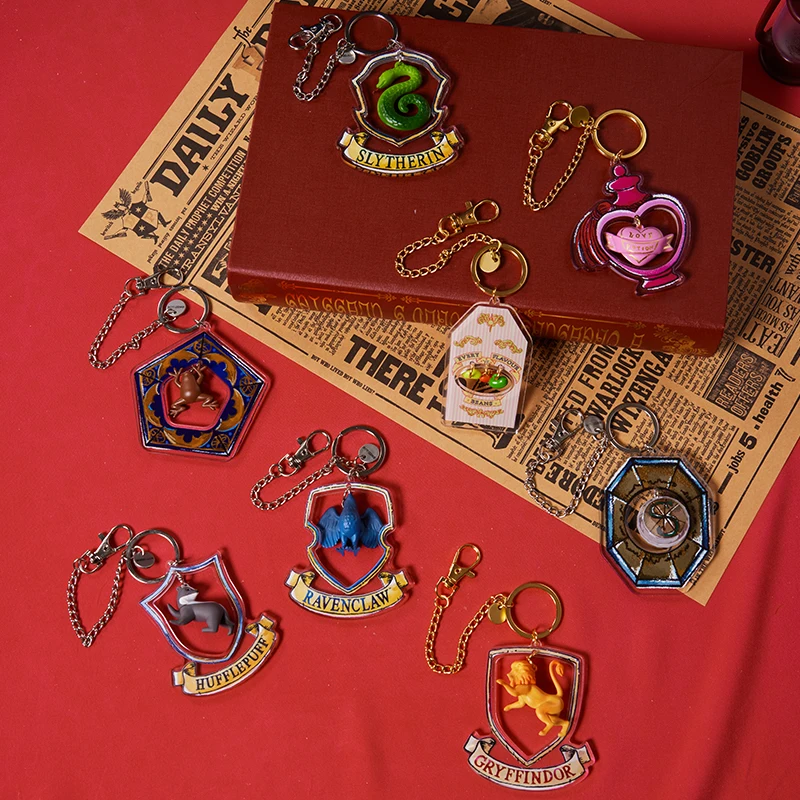 MINISO Genuine Harry Potter Series Acrylic Swinging Blind Box Pendant Harry Potter Genuine Keychain Gryffindor Hufflepuff Gifts