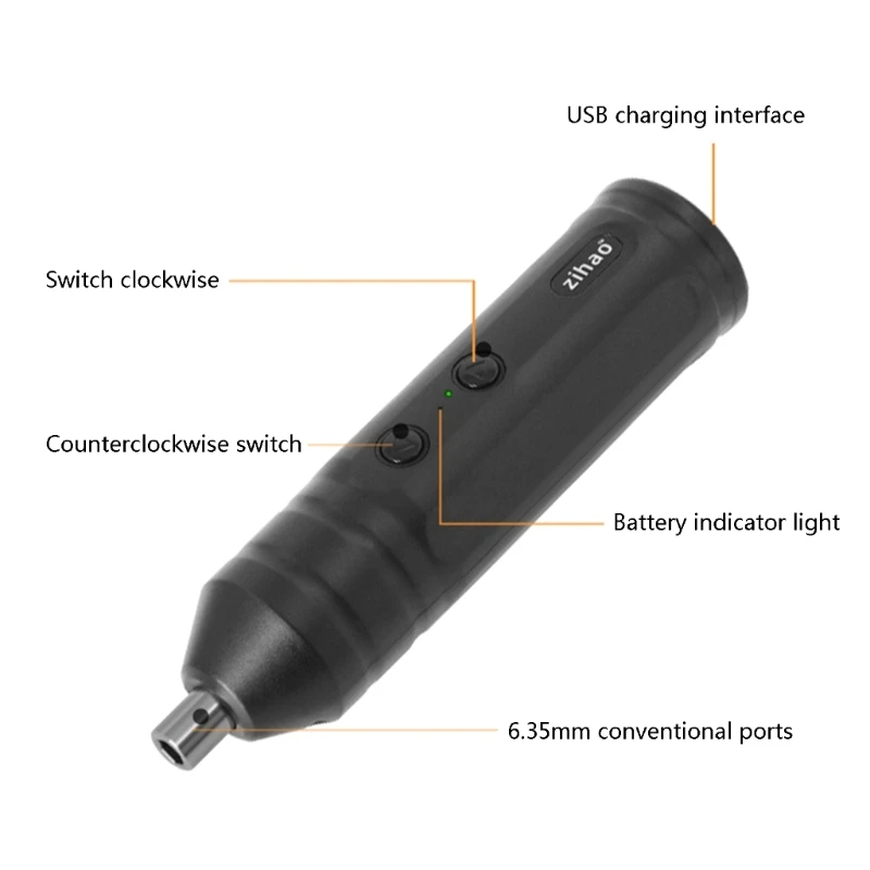 Беспроводная электрическая отвертка со светодиодной подсветкой и битами USB C, перезаряжаемая