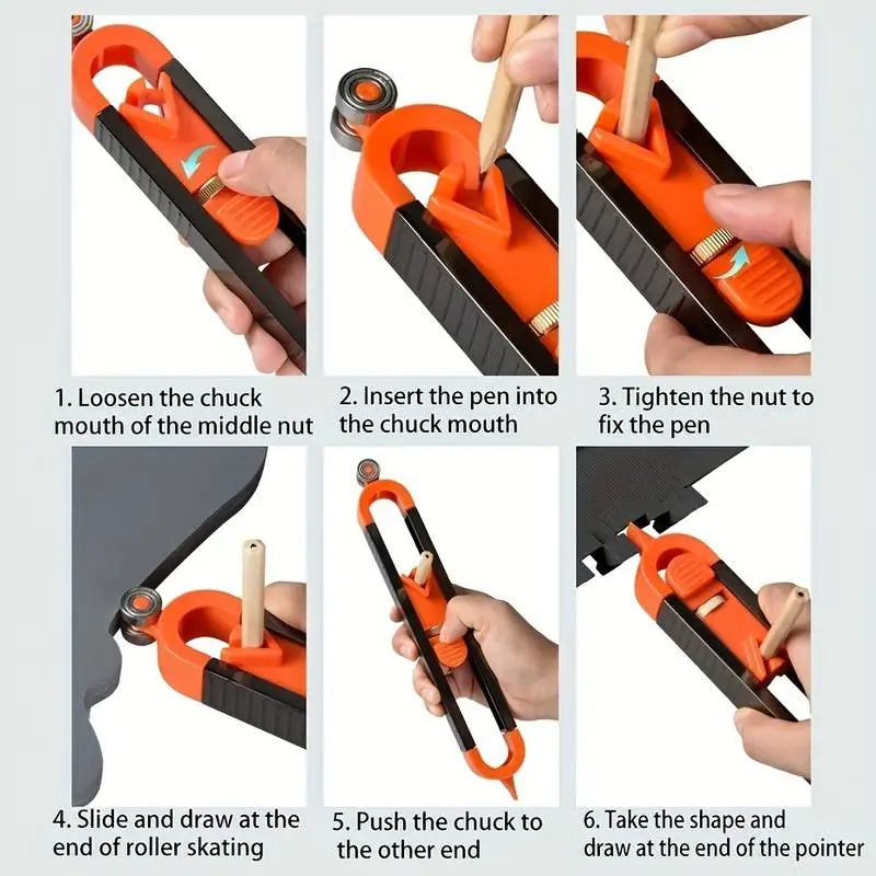 Profile Scribing Ruler With Lock Adjustable Irregularity Radian Profile Duplicator Accurate Woodworking Measurement Tool Set