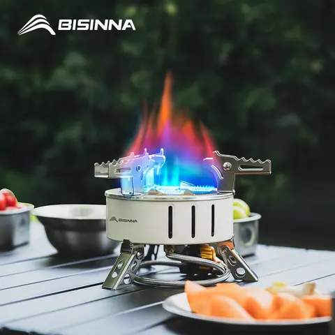 BISINNA 휴대용 캠핑 가스 스토브, 강력한 화력 버너, 야외 바베큐 피크닉 하이킹 관광 용품