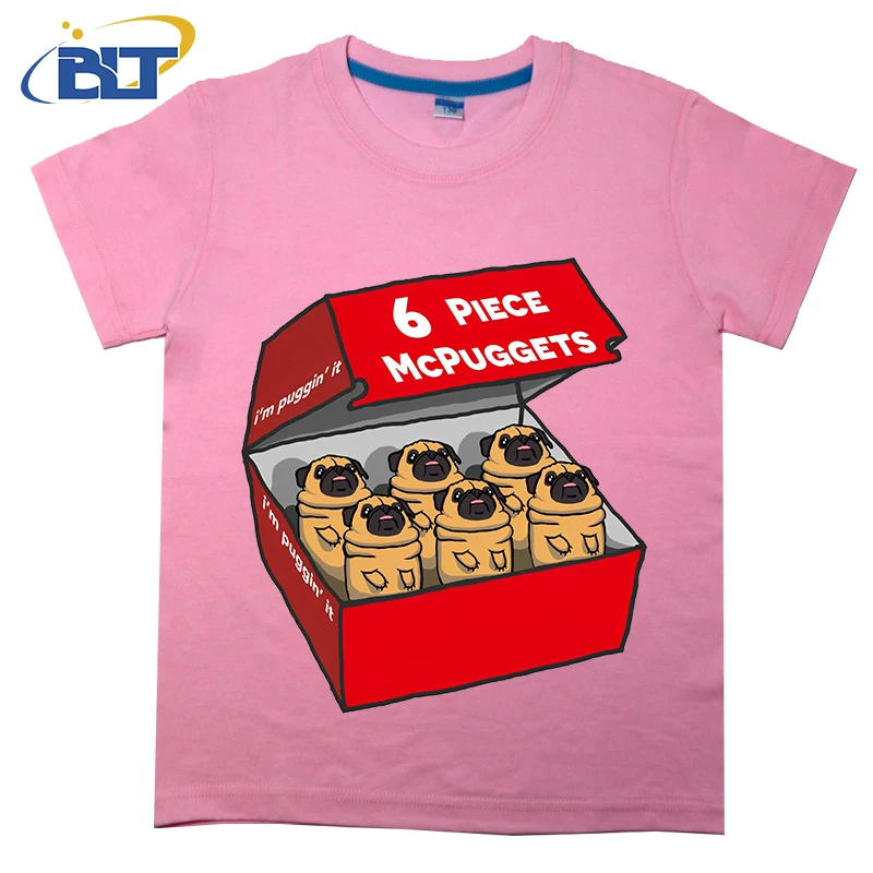 Camiseta con estampado de McPuggets para niños, tops informales de manga corta de algodón para verano, 6 piezas