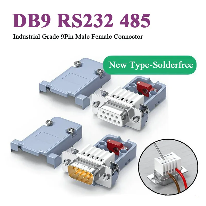 

Solderless DB9 RS232 Serial Port Connector 9Pin Male Female Plug Industrial Grade RS485 Mini Terminal Welding-free Joint Head