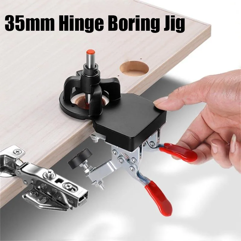 

35mm Concealed Hinge Jig Kit Woodworking Hinge Boring Jig Drilling Guide Locator for Face Frame Cupboard Door Hinges Installatio