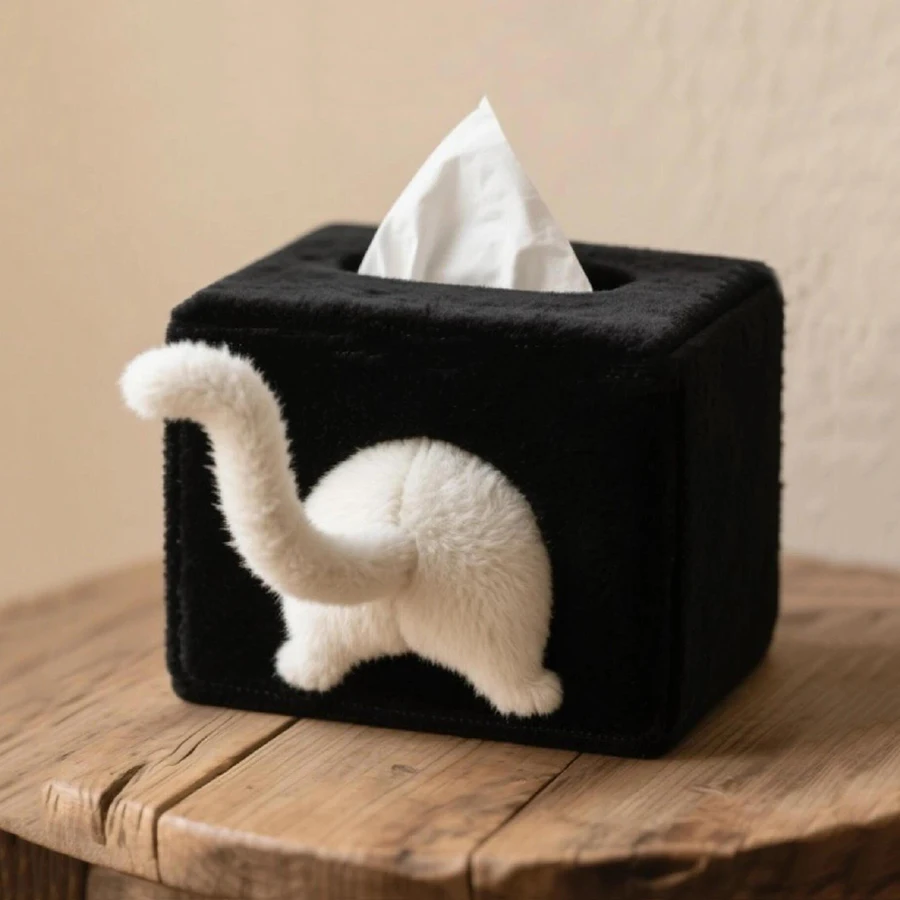 

New Arrival Cute Mischievous Cat Tissue Box, Same Style as Xiaohongshu, Creative & Unique Decorative Organizer