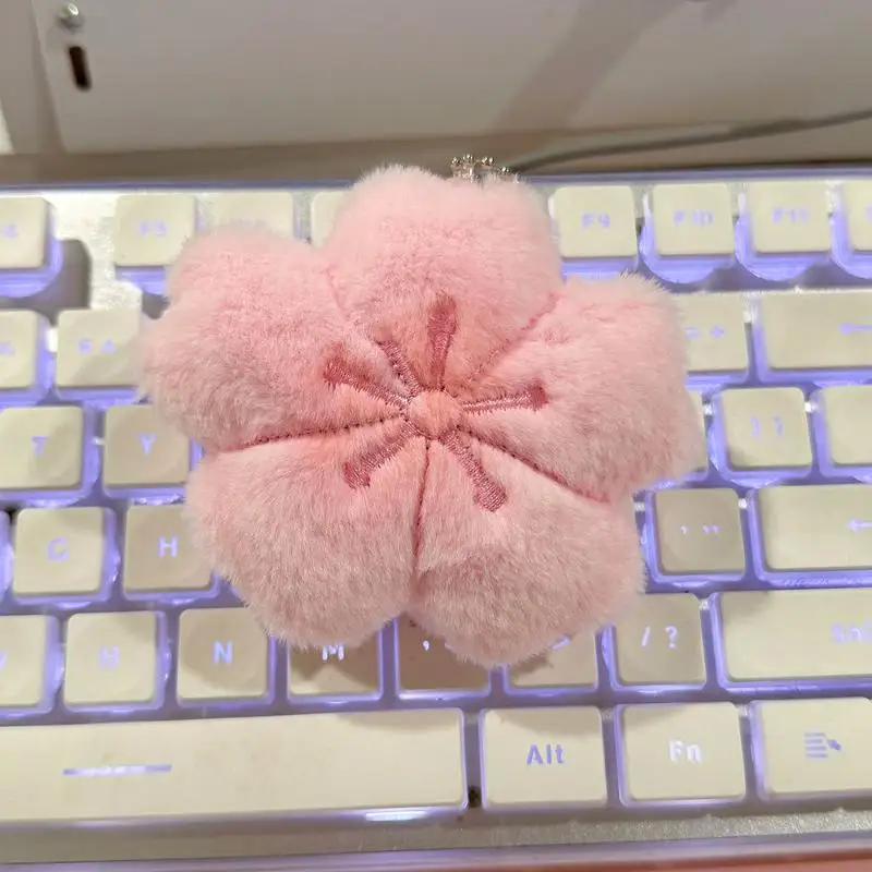 (BF06)2026 New Cherry Blossom Series Plush Doll Pendant Kawaii Pink Flower Car Keychain Gift For Cute Girlfriend Bag Decoration