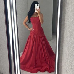 Customized Modern Style Sizes Available Pleat Ruched Draped A-line Strapless Long Dresses Bespoke Occasion Dresses Elegant Exqui