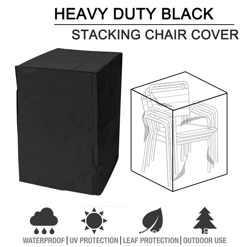 Stacked Chair Dust Cover Outdoor Furniture Protector Waterproof Stackable Patio Chair Cover Windproof for Garden Patio Furniture